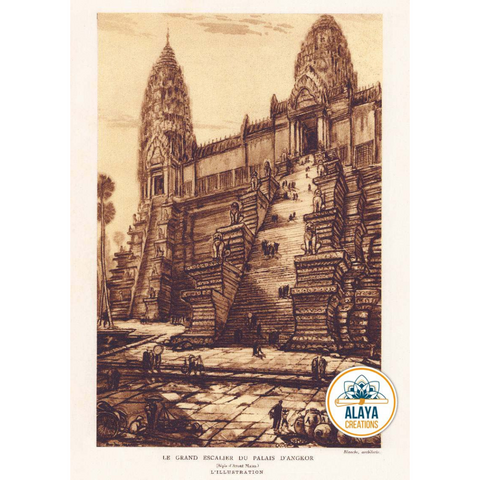 Engraving - Paris Colonial Exhibition - Angkor Vat Temple – 1930s – By André Maire