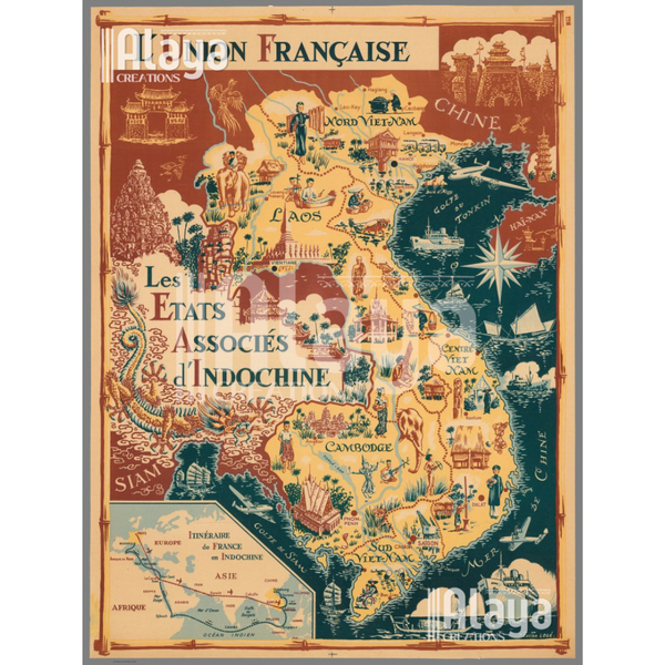 Map - l'Union Française des États Associés de l'Indochine – 1948