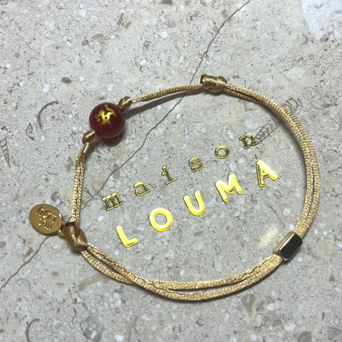 Peace Bracelet - Red Agate bead & Dragon engraved