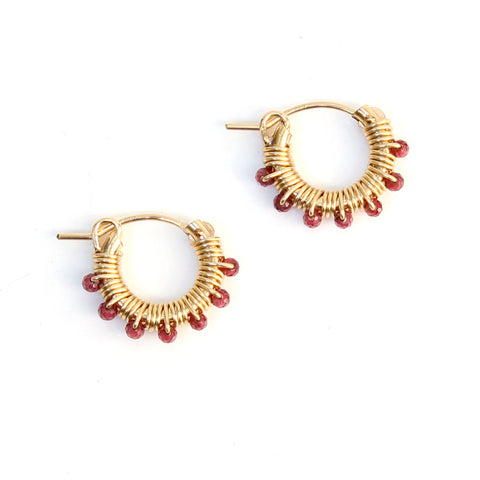 Walton Gemstone Hoops - Red Garnet