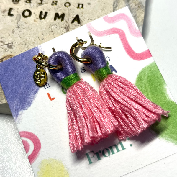 Fortune Earrings with Pom Pom