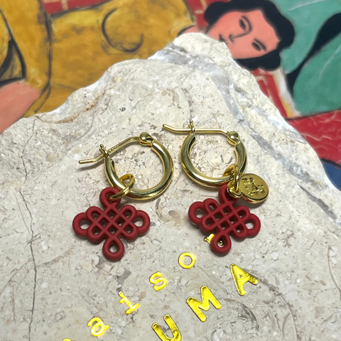 Fortune Earrings with Infinite Knot
