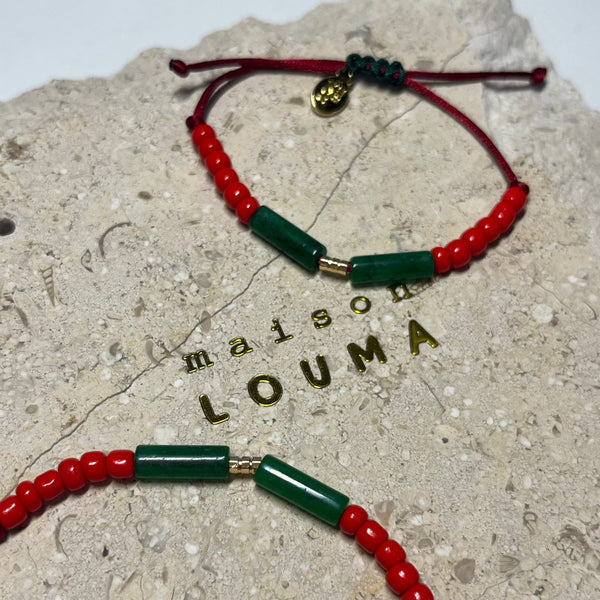 Trust Bracelet with Jade Stones and Glass Beads