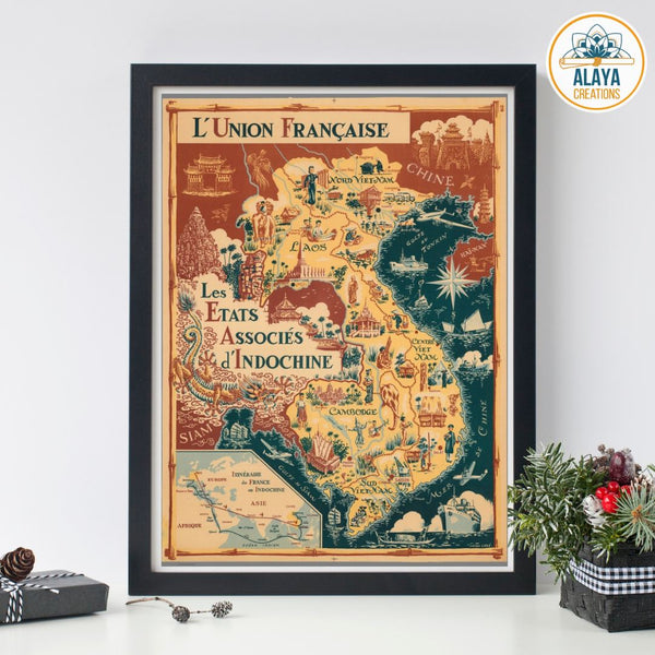 Map - l'Union Française des États Associés de l'Indochine – 1948