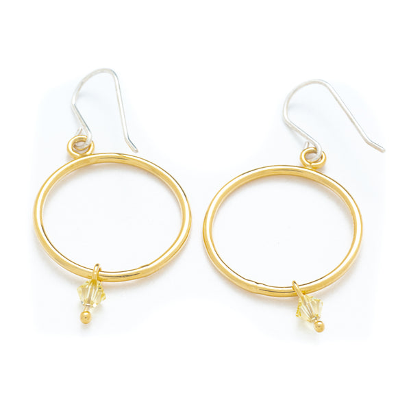 Brass Circle Earrings with Bead