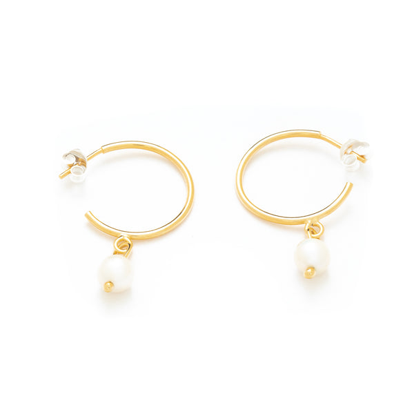 Earrings Circle Hoop with Pearl