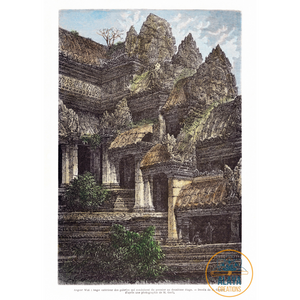 Ancient Engraving Colour 1871 - Un Tour Du Monde - Angkor Cambodia #5