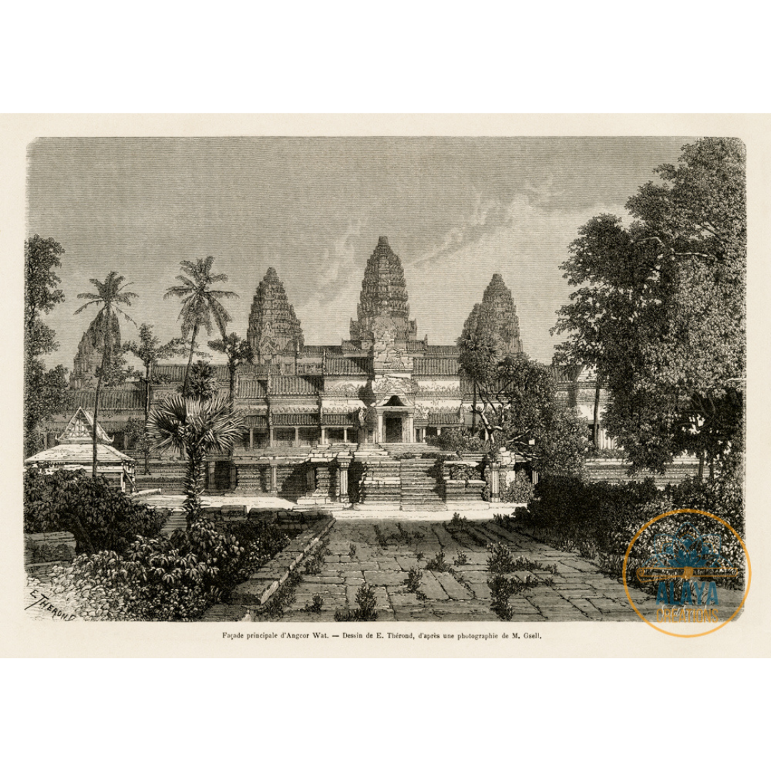 Ancient Engraving Colour 1871 - Un Tour Du Monde - Angkor Cambodia #6